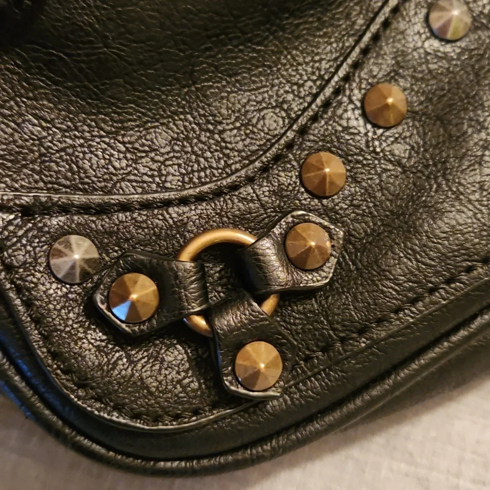 Miss Me black shoulder bag with gold & silver rivots - Picture 11 of 16
